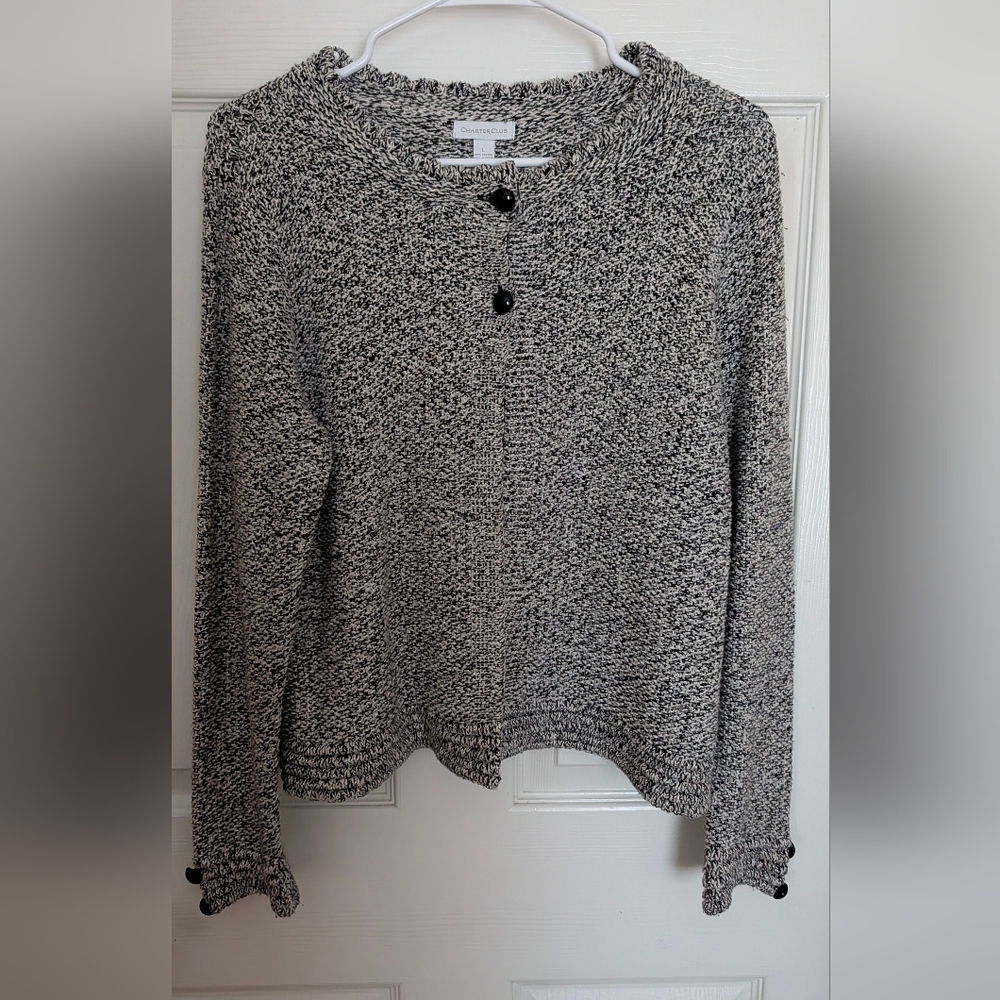 Charter Club Black and White Knit Hoodie